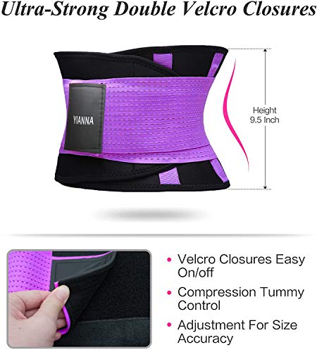 YIANNA Mujer Faja Reductora Abdominal Adelgazante Lumbar Fajas Reductoras Abdomen Adjustable para Deporte Fitness Postparto,UK-YA8002-Purple-XL