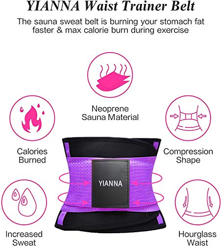 YIANNA Mujer Faja Reductora Abdominal Adelgazante Lumbar Fajas Reductoras Abdomen Adjustable para Deporte Fitness Postparto,UK-YA8002-Purple-XL