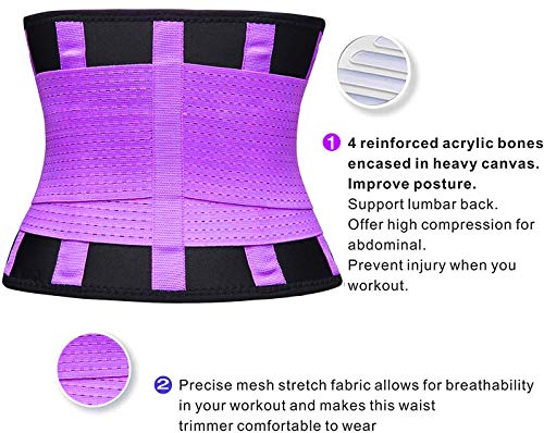 YIANNA Mujer Faja Reductora Abdominal Adelgazante Lumbar Fajas Reductoras Abdomen Adjustable para Deporte Fitness Postparto,UK-YA8002-Purple-XL