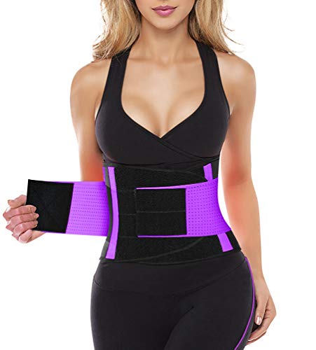 YIANNA Mujer Faja Reductora Abdominal Adelgazante Lumbar Fajas Reductoras Abdomen Adjustable para Deporte Fitness Postparto,UK-YA8002-Purple-XL