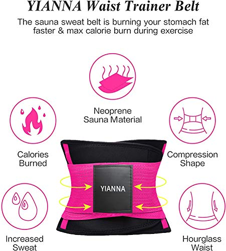 YIANNA Mujer Faja Reductora Adelgazante de Neopreno Cintura Abdominal Cinturón Corset Reductor Lumbar Waist Trainer Belt Rosa,UK-YA8002-Rose-M