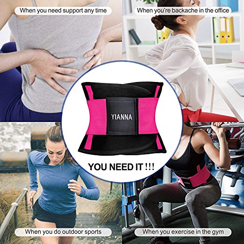 YIANNA Mujer Faja Reductora Adelgazante de Neopreno Cintura Abdominal Cinturón Corset Reductor Lumbar Waist Trainer Belt Rosa,UK-YA8002-Rose-M