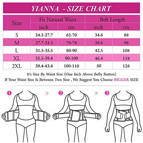 YIANNA Mujer Faja Reductora Adelgazante de Neopreno Cintura Abdominal Cinturón Corset Reductor Lumbar Waist Trainer Belt Rosa,UK-YA8002-Rose-M