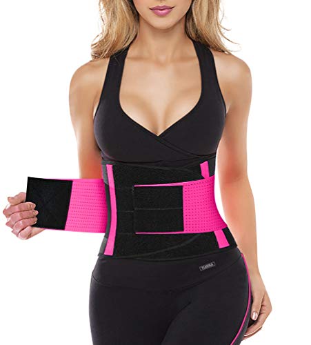 YIANNA Mujer Faja Reductora Adelgazante de Neopreno Cintura Abdominal Cinturón Corset Reductor Lumbar Waist Trainer Belt Rosa,UK-YA8002-Rose-M