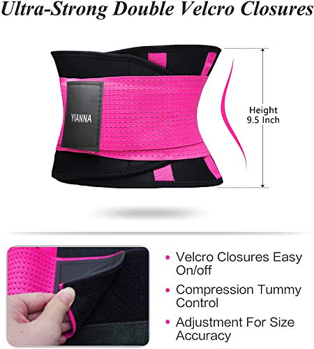 YIANNA Mujer Faja Reductora Adelgazante de Neopreno Cintura Abdominal Cinturón Corset Reductor Lumbar Waist Trainer Belt Rosa,UK-YA8002-Rose-M