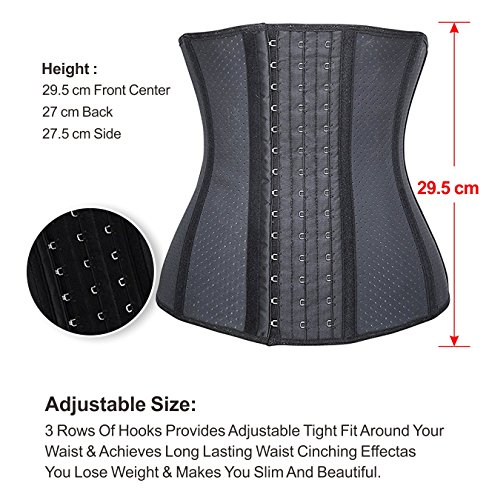 YIANNA Mujer Fajas Reductoras Adelgazante Respirable Corsé Cintura Entrenador Cincher Corset Bustier de Cinturón Formación Negro, 10533 Size S