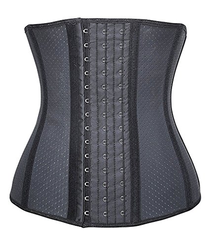 YIANNA Mujer Fajas Reductoras Adelgazante Respirable Corsé Cintura Entrenador Cincher Corset Bustier de Cinturón Formación Negro, 10533 Size S