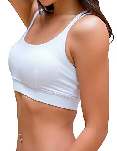 YIANNA Sujetador Deportivo Mujer Alto Impacto Relleno Sujetadores Deportivos Yoga Top Deporte Fitness sin Costuras Blanco, YA139 Size S YIANNA Sujetador Deportivo Mujer Alto Impacto Relleno Sujetadores Deportivos Yoga Top Deporte Fitness sin Costuras Blanco, YA139 Size S
