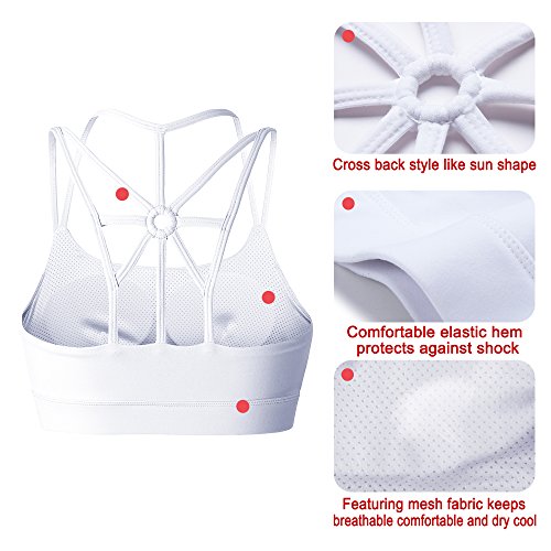 YIANNA Sujetador Deportivo Mujer Alto Impacto Relleno Sujetadores Deportivos Yoga Top Deporte Fitness sin Costuras Blanco, YA139 Size S YIANNA Sujetador Deportivo Mujer Alto Impacto Relleno Sujetadores Deportivos Yoga Top Deporte Fitness sin Costuras Blanco, YA139 Size S