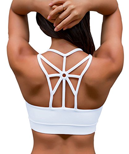 YIANNA Sujetador Deportivo Mujer Alto Impacto Relleno Sujetadores Deportivos Yoga Top Deporte Fitness sin Costuras Blanco, YA139 Size S YIANNA Sujetador Deportivo Mujer Alto Impacto Relleno Sujetadores Deportivos Yoga Top Deporte Fitness sin Costuras Blanco, YA139 Size S