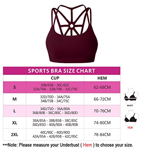 YIANNA Sujetador Deportivo Mujer con Relleno Extraíble Sujetadores Deportivos Top Deporte Yoga Fitness sin Aros Rojo, YA139 Size XL YIANNA Sujetador Deportivo Mujer con Relleno Extraíble Sujetadores Deportivos Top Deporte Yoga Fitness sin Aros Rojo, YA139 Size XL