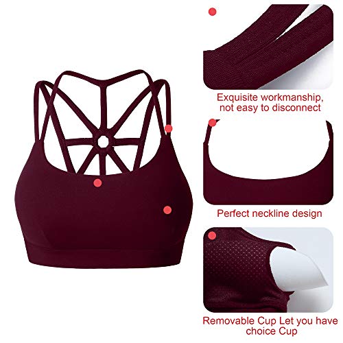YIANNA Sujetador Deportivo Mujer con Relleno Extraíble Sujetadores Deportivos Top Deporte Yoga Fitness sin Aros Rojo, YA139 Size XL YIANNA Sujetador Deportivo Mujer con Relleno Extraíble Sujetadores Deportivos Top Deporte Yoga Fitness sin Aros Rojo, YA139 Size XL