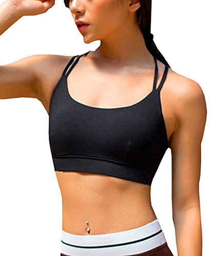 YIANNA Sujetador Deportivo Mujer con Relleno Extraíble Top Sujetadores Deportivos Yoga sin Costuras Negro, YA139 Size S YIANNA Sujetador Deportivo Mujer con Relleno Extraíble Top Sujetadores Deportivos Yoga sin Costuras Negro, YA139 Size S
