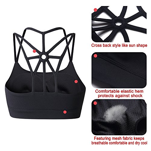 YIANNA Sujetador Deportivo Mujer con Relleno Extraíble Top Sujetadores Deportivos Yoga sin Costuras Negro, YA139 Size S YIANNA Sujetador Deportivo Mujer con Relleno Extraíble Top Sujetadores Deportivos Yoga sin Costuras Negro, YA139 Size S