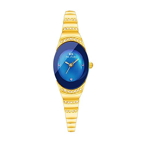 YIBOKANG Moda Femenina Casual Diamante Impermeable Reloj De Piedra Personalidad Creativa Mesa Delgada De Aleación De Diámetro Elíptico con 2 Delicado Pulsera Regalo Reloj De Moda (Color : Azul)