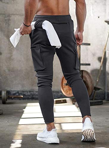 Yidarton - Pantalones de chándal para hombre, pantalones de deporte, fitness, corte ajustado, pantalones de chándal, pantalones de ocio para hombre gris oscuro XXL Yidarton - Pantalones de chándal para hombre, pantalones de deporte, fitness, corte ajustado, pantalones de chándal, pantalones de ocio para hombre gris oscuro XXL