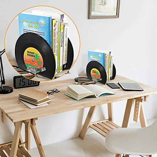 yidenguk 2 piezas sujetalibros con forma de disco, libro de discos de vinilo vintage, sujetalibros de CD, regalo de plástico creativo Mini estantería yidenguk 2 piezas sujetalibros con forma de disco, libro de discos de vinilo vintage, sujetalibros de CD, regalo de plástico creativo Mini estantería