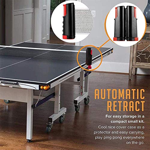 Yierya Red de Tenis de Mesa, Repuesto Portátil Retráctil Table Tennis Net - Ping Pong Net/Mesa de Ping Pong para Entrenamiento Abrazaderas, Longitud Ajustable (Black)