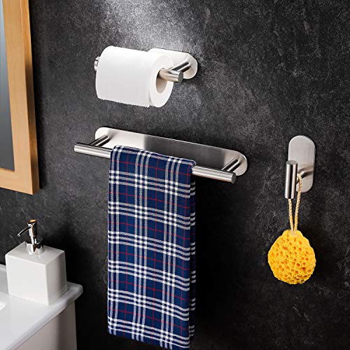 YIGII Toallero BaƱo - Adhesivo Juegos de Accesorios de BaƱo con Toallero Barra 30 cm + Portarrollos para Papel HigiƩnico + Gancho Adhesivo, Acero Inoxidable YIGII Toallero BaƱo - Adhesivo Juegos de Accesorios de BaƱo con Toallero Barra 30 cm + Portarrollos para Papel HigiƩnico + Gancho Adhesivo, Acero Inoxidable