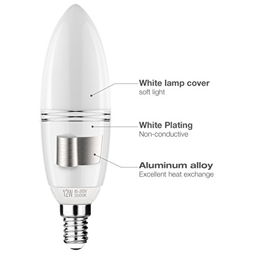 Yiizon LED E14 12W vela bombillas, 100W bombilla incandescente equivalente, candelabro LED bombillas, 3000K Blanco Cálido, 1200 lm, CRI>80+, no regulable (4 Packs) Yiizon LED E14 12W vela bombillas, 100W bombilla incandescente equivalente, candelabro LED bombillas, 3000K Blanco Cálido, 1200 lm, CRI>80+, no regulable (4 Packs)
