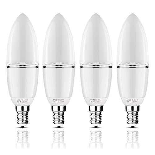 Yiizon LED E14 12W vela bombillas, 100W bombilla incandescente equivalente, candelabro LED bombillas, 3000K Blanco Cálido, 1200 lm, CRI>80+, no regulable (4 Packs) Yiizon LED E14 12W vela bombillas, 100W bombilla incandescente equivalente, candelabro LED bombillas, 3000K Blanco Cálido, 1200 lm, CRI>80+, no regulable (4 Packs)