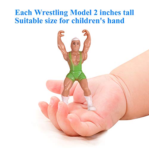 YIJIAOYUN 32pcs Mini Wrestling Playset Incluye 12 Figuras de acción en Miniatura, Jugadores de Lucha y múltiples Accesorios realistas para niños, niños