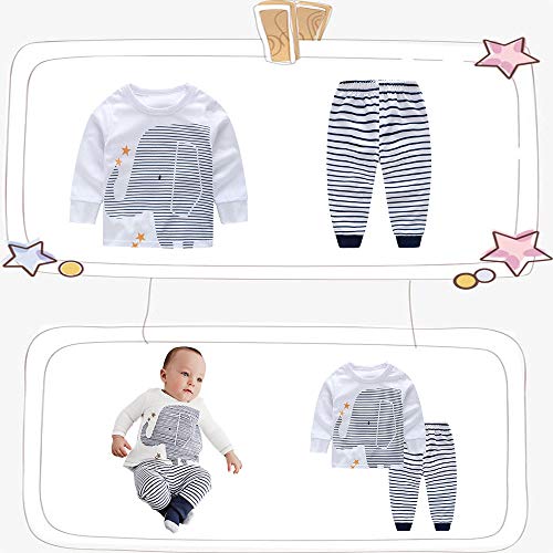 Yilaku Ropa de Bebé Niños Conjunto para Tops y Pantalones Ropa para Dormir Elefante impresión（Elefante，3-6 Meses）