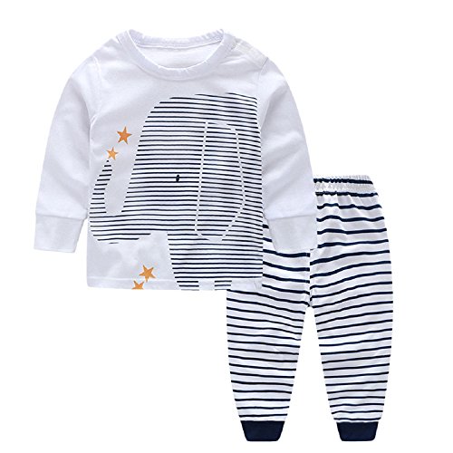 Yilaku Ropa de Bebé Niños Conjunto para Tops y Pantalones Ropa para Dormir Elefante impresión（Elefante，3-6 Meses）