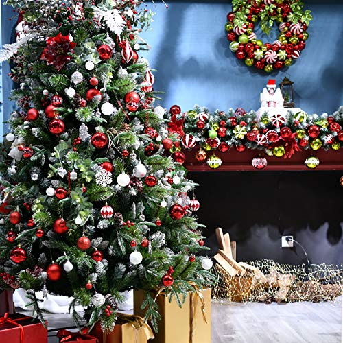 YILEEY Adornos de Navidad Decoracion Arboles de Navidad Bolas de Plastico, Dorado y Rojo, 68 Piezas en 14 Tipos, Caja de Bolas de Navidad de Plástico Inastillable con Percha, Adornos Decorativos