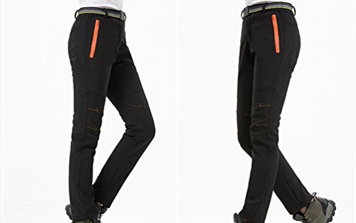 YiLianDa Pantalones de Trekking Pantalones de Softshell Impermeables Resistente al Viento Transpirable Lana Forrado Pantalones de Escalada
