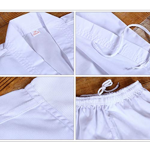 Yiliankeji Niño Adulto Karate Traje Artes Marciales Sudadera - Taekwondo Kimono Vestido Dobok Aikido Judo Conjuntos Kung Fu Trajes Cinturón Libre Entrenamiento Deportes Uniforme Ropa Blanco