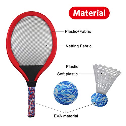 YIMORE Raquetas de Tenis Badminton Racket Set con Bolas Juguete de Deporte Playa al Aire Libre para niños 3 4 5 (Rojo)
