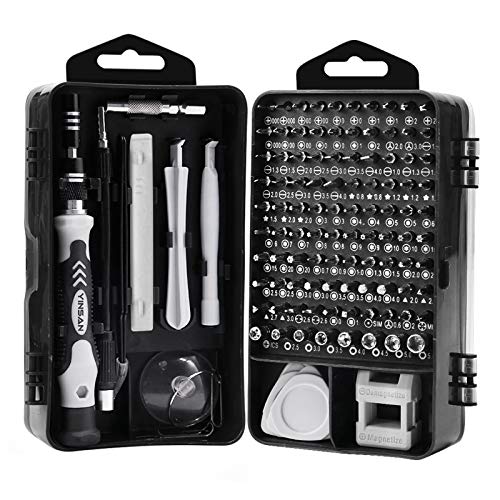 YINSAN 120 en 1 Juego de Destornilladores de Precisión con Magnetizador, Kit de Herramientas Precision de Reparación de Bricolaje Profesional para iPhones, Reloj, Tablet PC, MacBook, Cámara, Negro