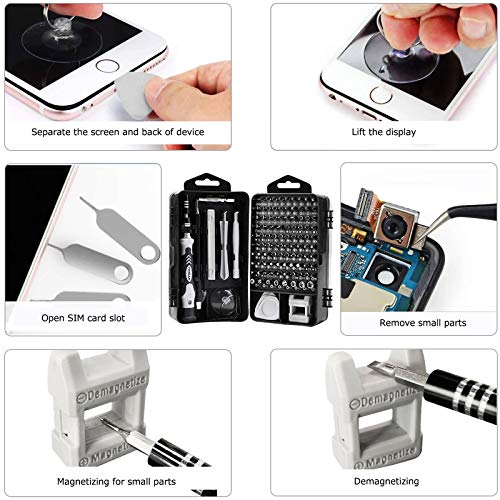 YINSAN 120 en 1 Juego de Destornilladores de Precisión con Magnetizador, Kit de Herramientas Precision de Reparación de Bricolaje Profesional para iPhones, Reloj, Tablet PC, MacBook, Cámara, Negro