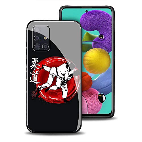 YINZONGSTORE Samsung Galaxy A51 Funda, Cubierta Trasera de Vidrio Templado, Silicona Suave, Compatible con Samsung Galaxy A51 AMA-46 Judo jiu Jitsu