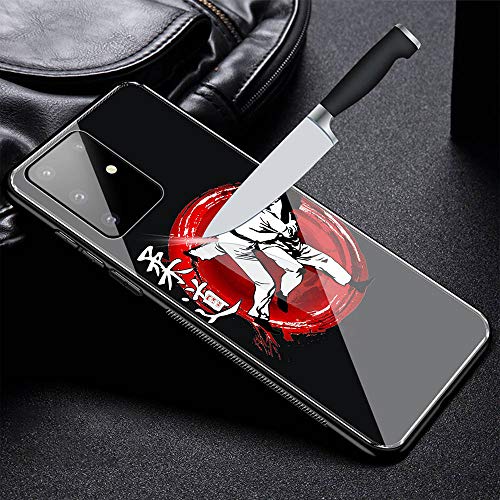 YINZONGSTORE Samsung Galaxy A51 Funda, Cubierta Trasera de Vidrio Templado, Silicona Suave, Compatible con Samsung Galaxy A51 AMA-46 Judo jiu Jitsu