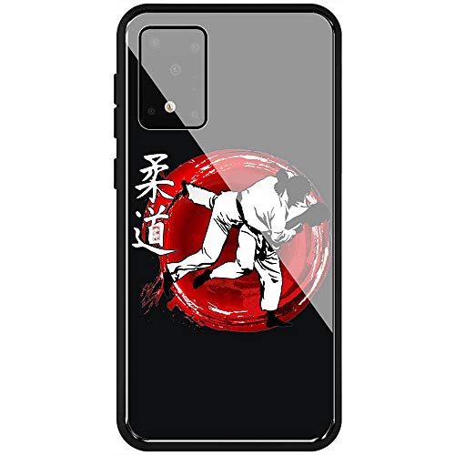 YINZONGSTORE Samsung Galaxy A51 Funda, Cubierta Trasera de Vidrio Templado, Silicona Suave, Compatible con Samsung Galaxy A51 AMA-46 Judo jiu Jitsu