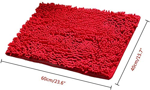 YIQI Alfombra de baño de Felpa de Microfibra de Chenilla, Suave y acogedora, Agua súper Absorbente, Antideslizante, Gruesa para Dormitorio de baño (60x40 cm, Rojo)