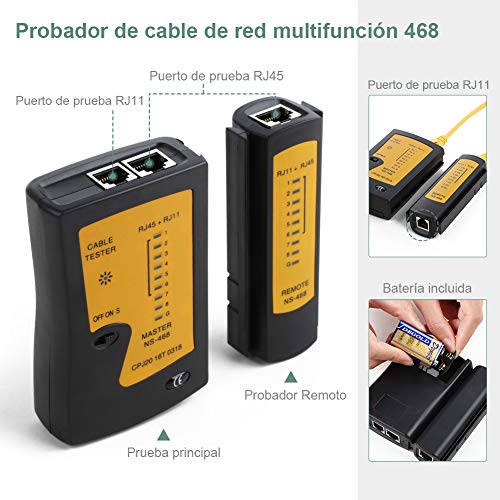 YISSVIC Comprobador de Cable de Red Kit de Herramientas de Reparación de Red para Mantener los Ordenadores 13 en 1