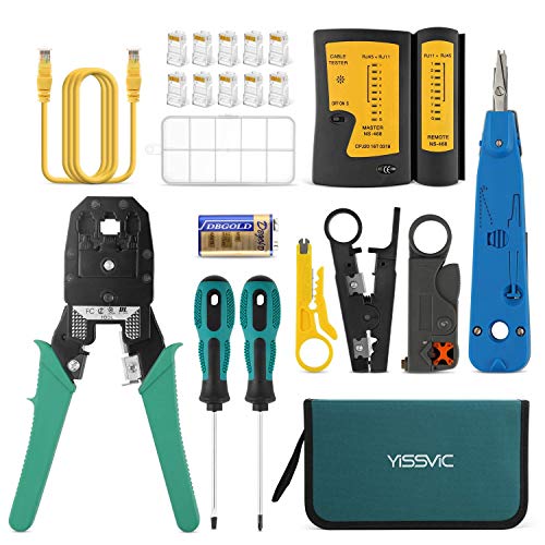 YISSVIC Comprobador de Cable de Red Kit de Herramientas de Reparación de Red para Mantener los Ordenadores 13 en 1 YISSVIC Comprobador de Cable de Red Kit de Herramientas de Reparación de Red para Mantener los Ordenadores 13 en 1