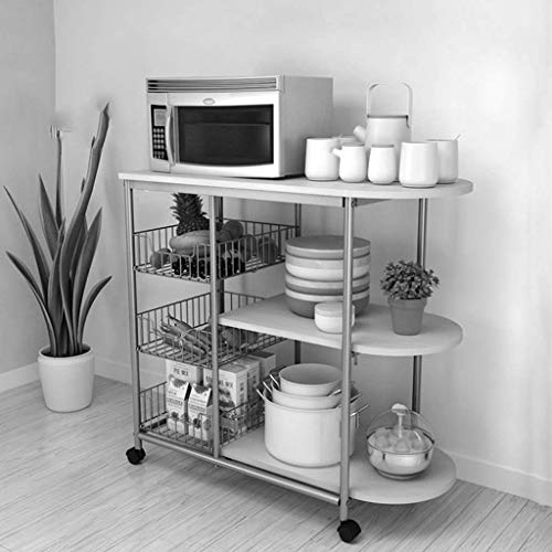 YISUNF Microondas de almacenamiento en rack rack móvil cocina comedor coche multi capa estante de hierro forjado estante restaurante cesta de frutas zapatero (Color: marrón, tamaño: 80 cm * 33 cm * 80 YISUNF Microondas de almacenamiento en rack rack móvil cocina comedor coche multi capa estante de hierro forjado estante restaurante cesta de frutas zapatero (Color: marrón, tamaño: 80 cm * 33 cm * 80