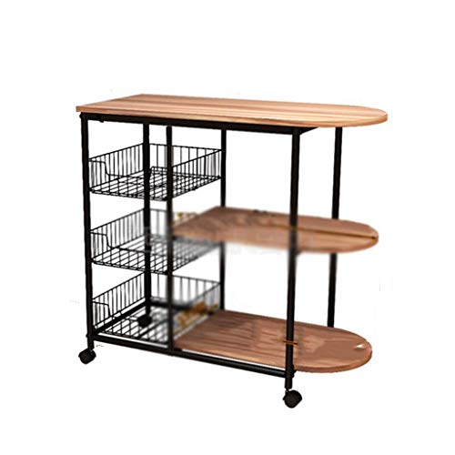 YISUNF Microondas de almacenamiento en rack rack móvil cocina comedor coche multi capa estante de hierro forjado estante restaurante cesta de frutas zapatero (Color: marrón, tamaño: 80 cm * 33 cm * 80 YISUNF Microondas de almacenamiento en rack rack móvil cocina comedor coche multi capa estante de hierro forjado estante restaurante cesta de frutas zapatero (Color: marrón, tamaño: 80 cm * 33 cm * 80