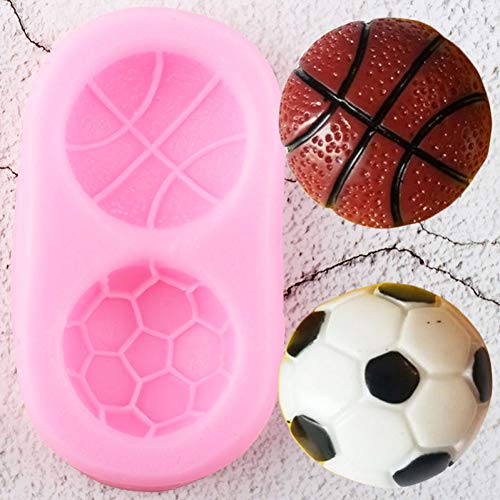 YIYAO Molde De Silicona para Pelota Deportiva, Molde para Jabón De Chocolate, Caramelo, Baloncesto, Fútbol, ​​Pastel De Cumpleaños para, Herramienta De Decoración para Tartas Gomitas