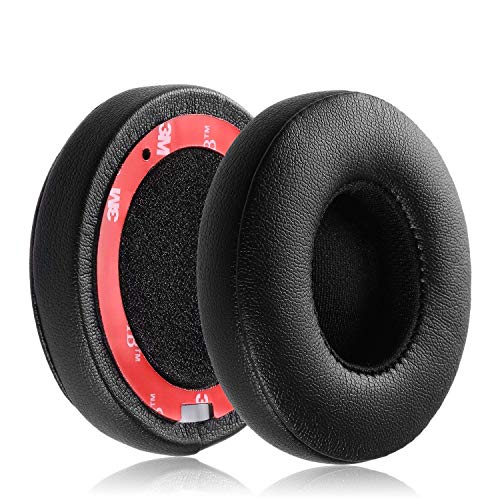 Yizhet 1 Par Almohadillas de Repuesto Almohadillas para Auriculares Almohadillas de Espuma de Cuero Compatible con Auriculares Beats Solo 2 /Solo 3 Auriculares Inalámbricos Bluetooth(Negro)