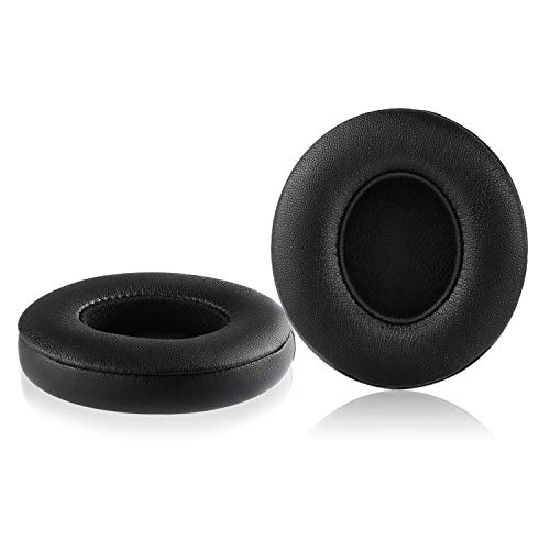 Yizhet 1 Par Almohadillas de Repuesto Almohadillas para Auriculares Almohadillas de Espuma de Cuero Compatible con Auriculares Beats Solo 2 /Solo 3 Auriculares Inalámbricos Bluetooth(Negro)