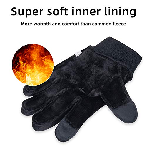 Yizhet Guantes de Invierno Abrigados, Guantes de Pantalla Táctil Guantes de Ciclismo Guantes Deportivos Unisex Guantes para Correr Antideslizantes Guantes de Moto para Caminar, Acampar, Montar (XL)