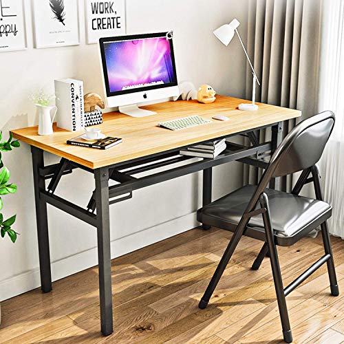 YJHome Mesa de Escritorio Plegable para Computadora Portátil, Escritorio para Estudiantes 80 x 40 x 75cm No se Requiere Ensamblaje Marrón Mesa con Patas Ajustables para la Escuela de Oficina en Casa