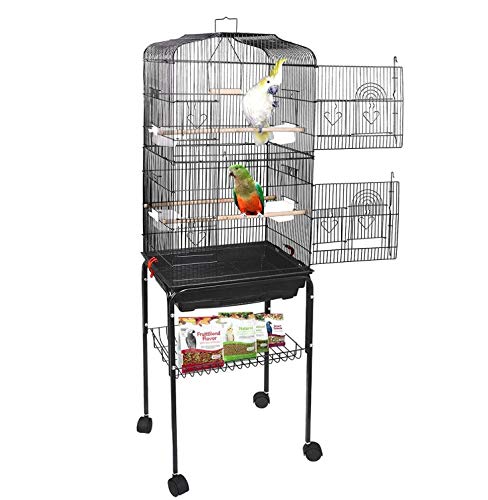 YJIIJY Jaula para Pájaros Portátil con 4 Ruedas giratorias de 360° Soporte Desmontable para Agapornis Cockatiel Conure Pinson y Canaris (46x35.3x150.6cm, Negro) YJIIJY Jaula para Pájaros Portátil con 4 Ruedas giratorias de 360° Soporte Desmontable para Agapornis Cockatiel Conure Pinson y Canaris (46x35.3x150.6cm, Negro)
