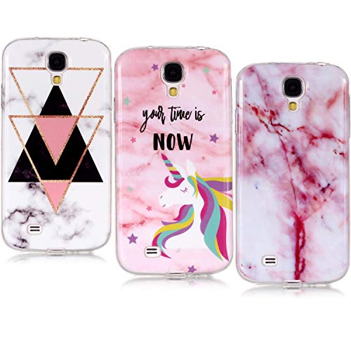 YKTO Funda para Samsung Galaxy S4 I9500 / I9505 2013 [3 Pack] Mármol 3D Premium Dibujos Contraportada Suave TPU Gel Silicona Protección Anti-Arañazos Carcasa Vitalidad Juvenil