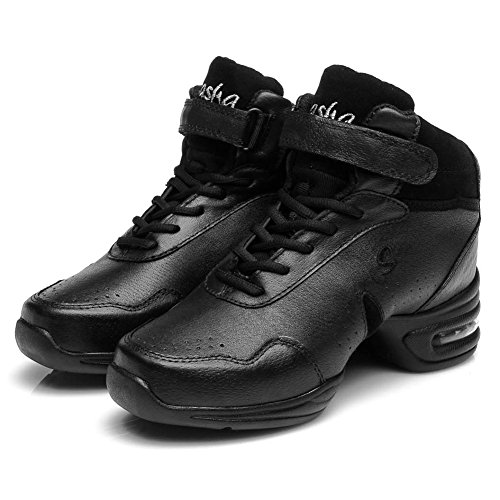 YKXLM Hombres&Mujeres Danza-zapatillas de deporte Zapatos de baile Calzado de Danza/Modernos de la danza del jazz,ESA-B51A,Negro,EU 38